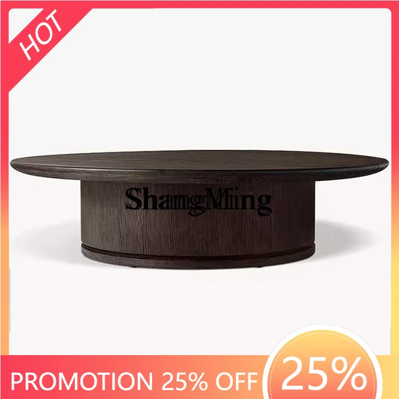 

ZYY exquisite retro solid wood dining table open-air restaurant outdoor teak dining table B & B living room home round table