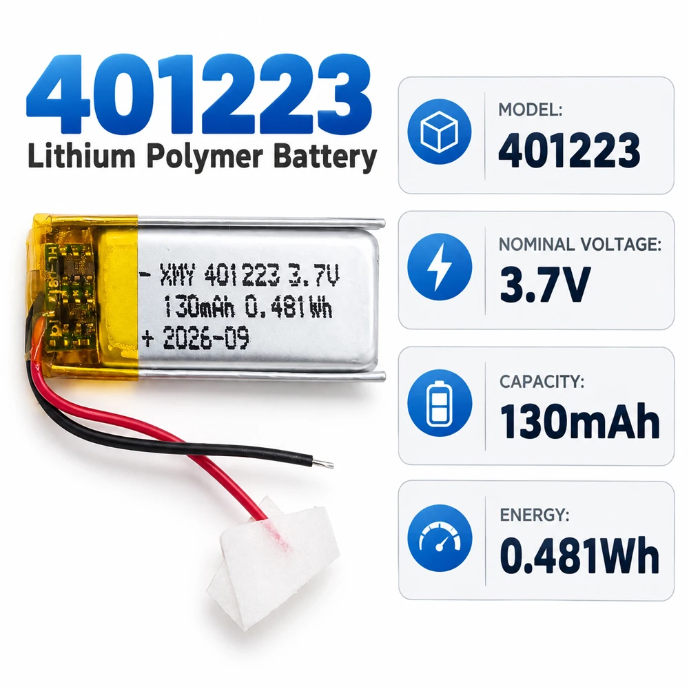 1-20PCS 401223 3.7V Full 130mAh Li-Polymer Replacement Battery for Bluetooth Speakers Xiaomi Mi Band 5 Band5 Watch 2-Wire
