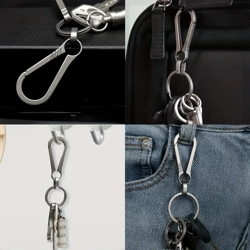 1PC Titanium Alloy Keychain Tiranium Buckle Key Ring Car Accessor Waist Hanging Chain Ring Buckles Opener EDC Outdoor Tool