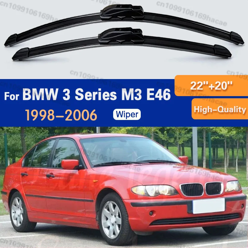 Car Wiper For BMW 3 Series M3 E46 1998 - 2006 2000 U-type Soft Rubber Boneless Wiper HD Quiet Durable Automotive Wiper 22