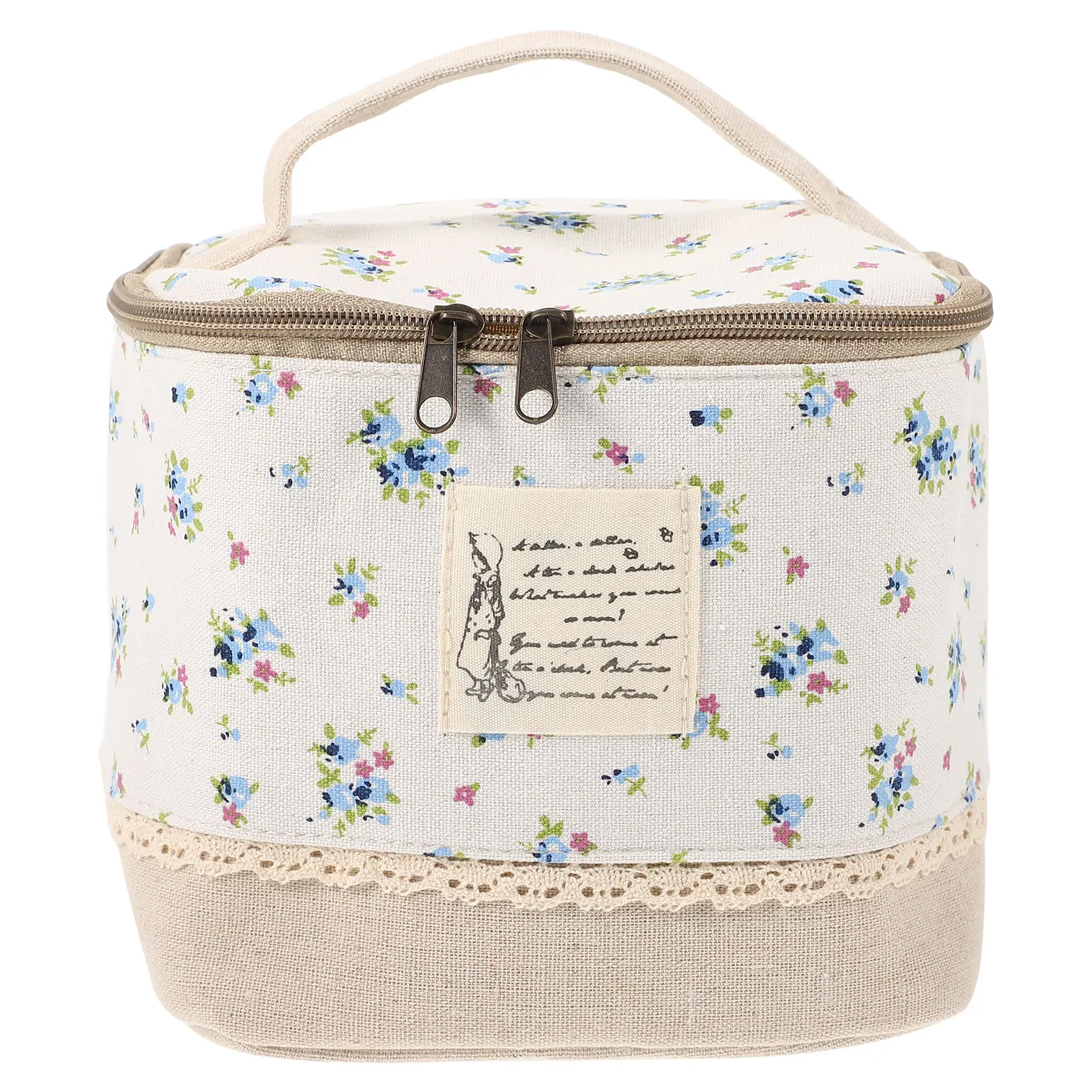 

Large Capacity Cotton Linen Makeup Organizer Bag Foldable Storage Pouch For Office Home Travel With Case