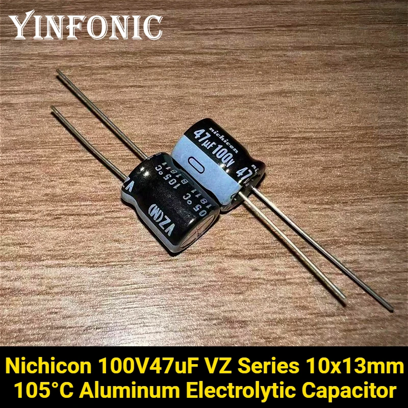 10 قطعة/100 قطعة Nichicon 100V47uF VZ سلسلة 10x13 مللي متر 47 فائق التوهج/100V 105 ° C الألومنيوم مُكثَّف كهربائيًا