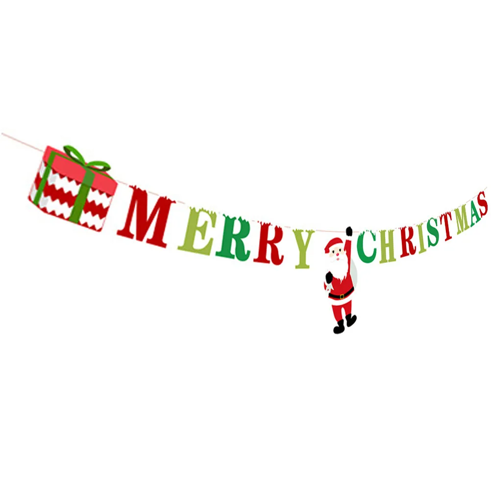 

Christmas Flag Bunting Banner for Tree Venue Decor Supplies Paper Door Cover Hanging Garland Outdoor Festive Party Decoration