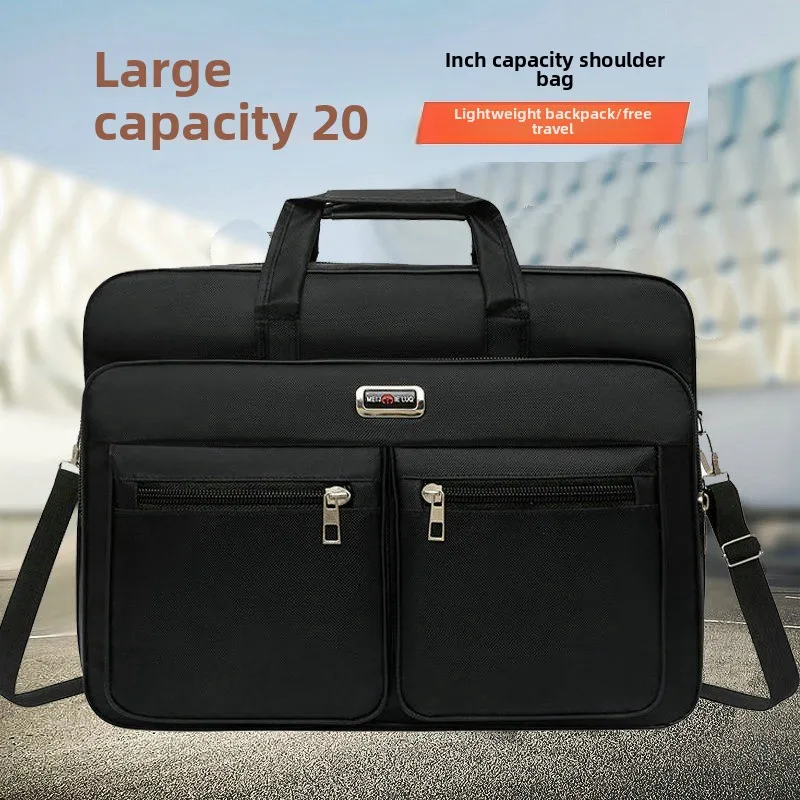 

Men's large 20-inch single-shoulder crossbody bag, Oxford fabric waterproof and wear-resistant business briefcase and travel bag