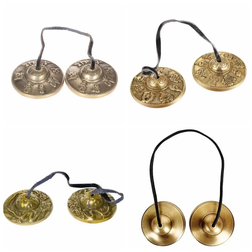 Handcrafted Tingsha Cymbal Bell The Eight Auspicious Symbols Spiritual Healing Tibetan Tingsha Cymbals Mindfulness Brass