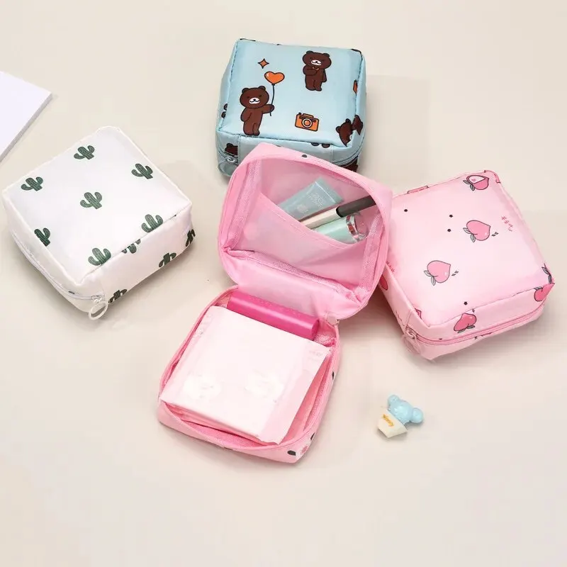 Portable Storage Bag For Sanitary Napkin Pads Cartoon Cute Waterproof Sanitary Napkin Storage Bags