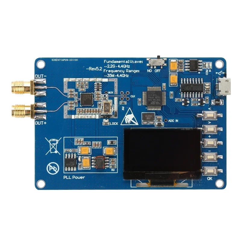 VivaCS35MHz-4400MHz RF Signal Generator ADF4351 Module Sweep Frequency Generator PLL With OLED Display