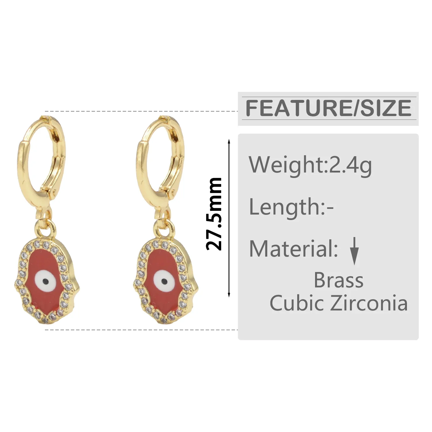 Hamsa Hand Hoop Earrings Enamel Eye Eardrop Earring for Women Gold Color Paved Zircon Buckle Aretes Aesthetic Jewelry Gift