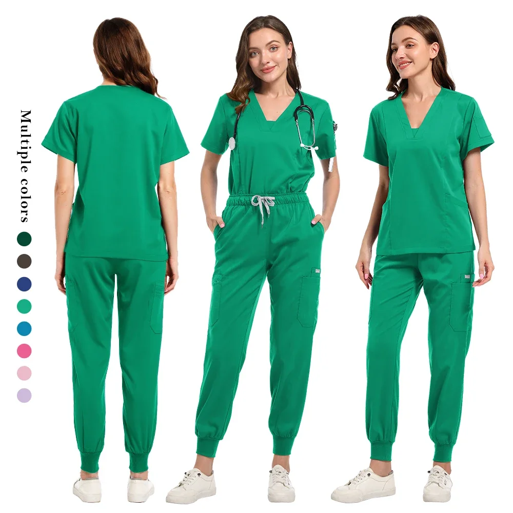 Multi-colored female nurse short-sleeved pharmacy uniform Hospital doctor's overalls Oral dental surgery equipment scrub set