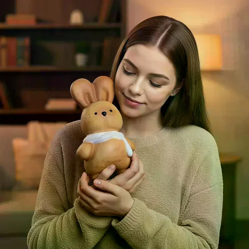 Cute Slow Rising Squishy Bunny Toy Bread Shape Soft Scarf Design Squeeze Sensory Toy for Toddlers Boys Girls