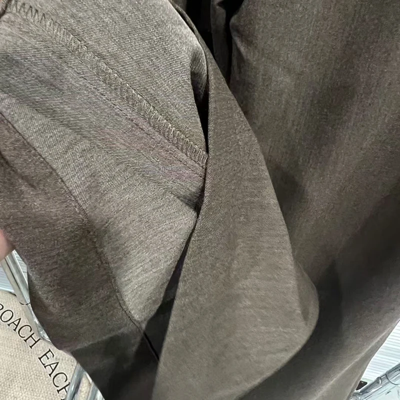 KBQ Solid Casual Minimalist Spliced Belts Pants for Women High Wasit Patchwork Pockets Loose Trousser Female Fashion Style New