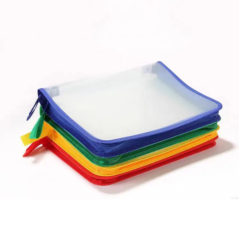 1Piece Large Capacity Stationery Storage Folder File Colorful Zipper Pouch A3/A4 Document Bag Zip Waterproof Office Supplies