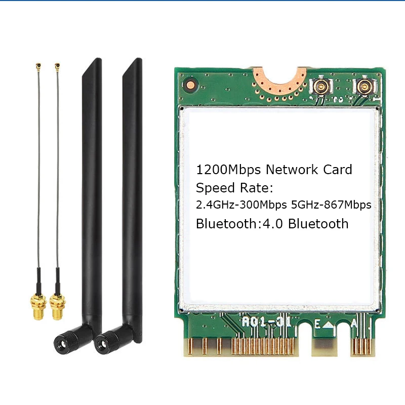 7260NGW AC デュアルバンド 2.4 グラム 5 グラムワイヤレスカード 1200Mbps Bluetooth 4.0 M.2 NGFF Wifi アダプタカードとアンテナラップトップデスクトップ