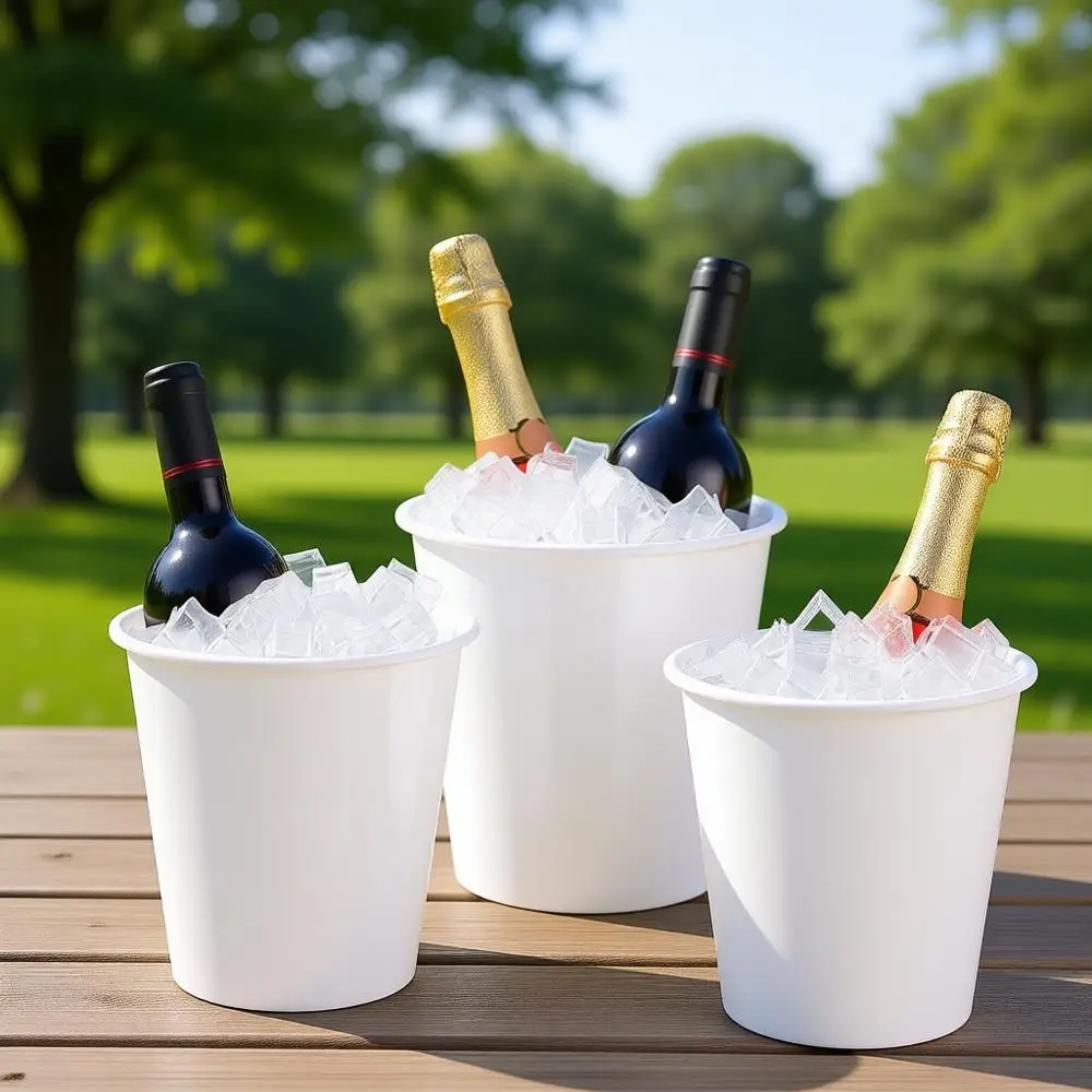 

Набор из 24 одноразовых пластиковых ведер для льда объемом 3 л – идеально подходят для вечеринок, свадеб и охлаждения напитков