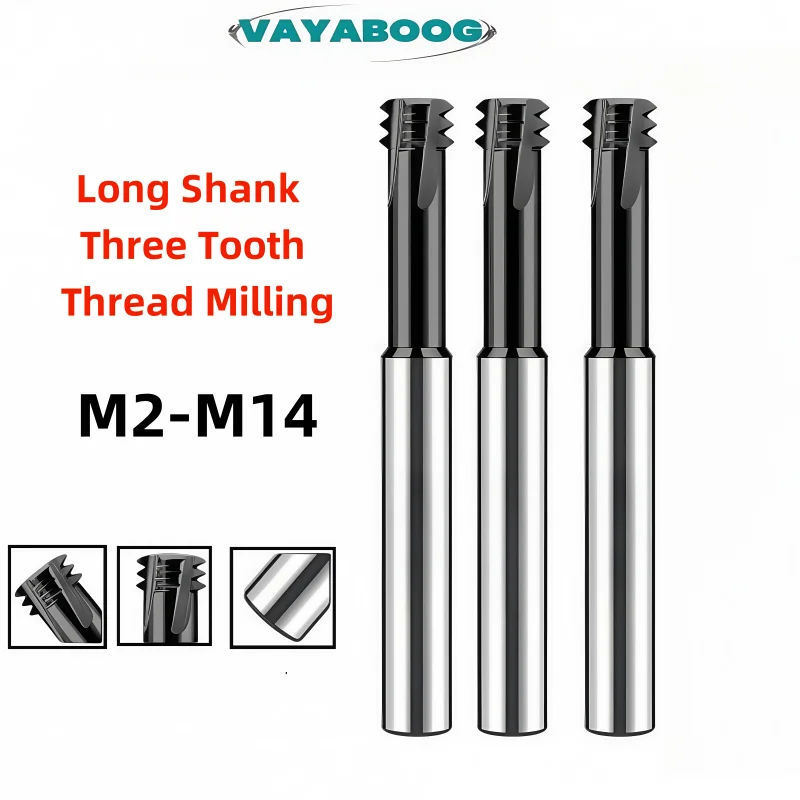 

CNC Machine Solid Carbide cemented carbide Long Shank 100L Three Row Thread Milling Cutter M2 M3 M4 M5 M6 M8 M10 M12 M14
