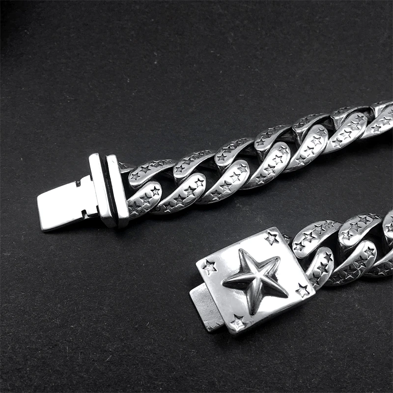 Luster joyas 20mm sterling silver 925 jewellery hip hop for mens star bracelet