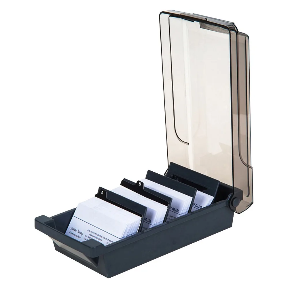 Stylish ABS Business Card Holder With Dividers With Index Tabs Name Card Box Big Capacity Desktop Index Card Organizer Home