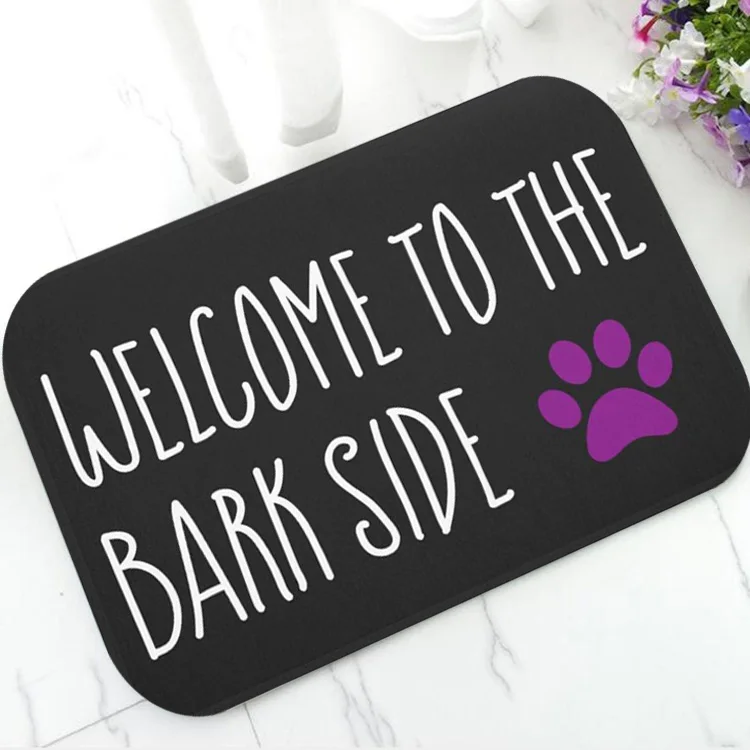 Adorable Quirky Welcome to the Dark Side Inspired Dog Bark Doormat Funny Rubber Door Mat for Dog Lover Joke Paw Print Puppy Gift