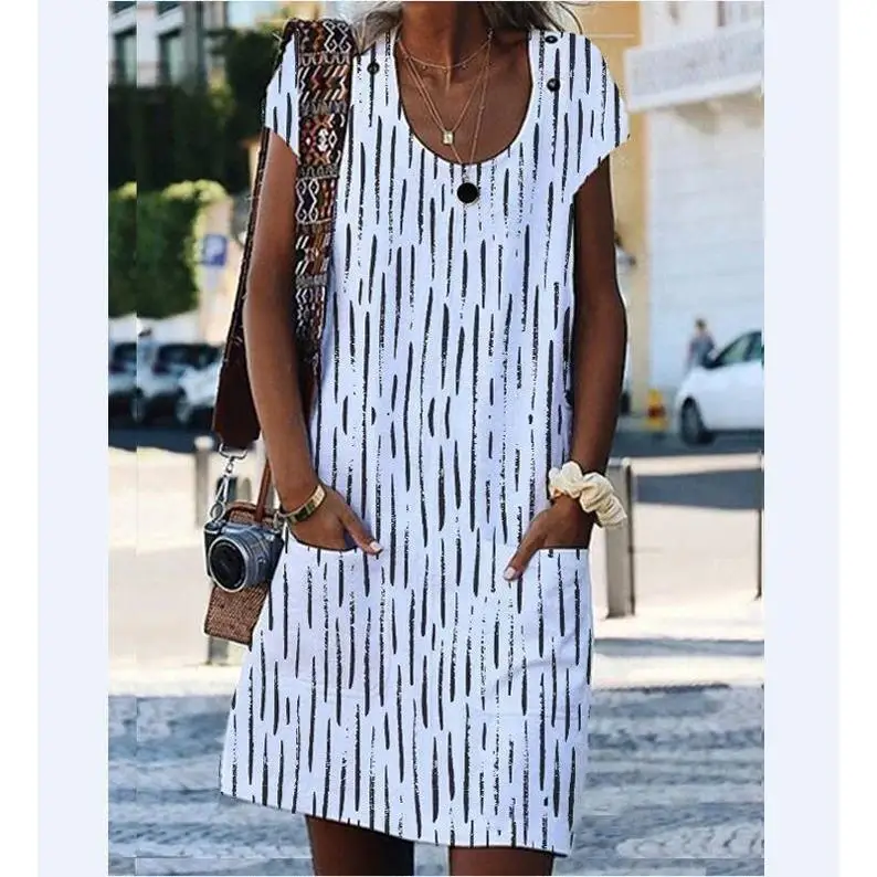 Grande taille femme t-shirt jupe coton rue Sle basique ort Sve rond Ne décontracté Busin Dr Large Quanti