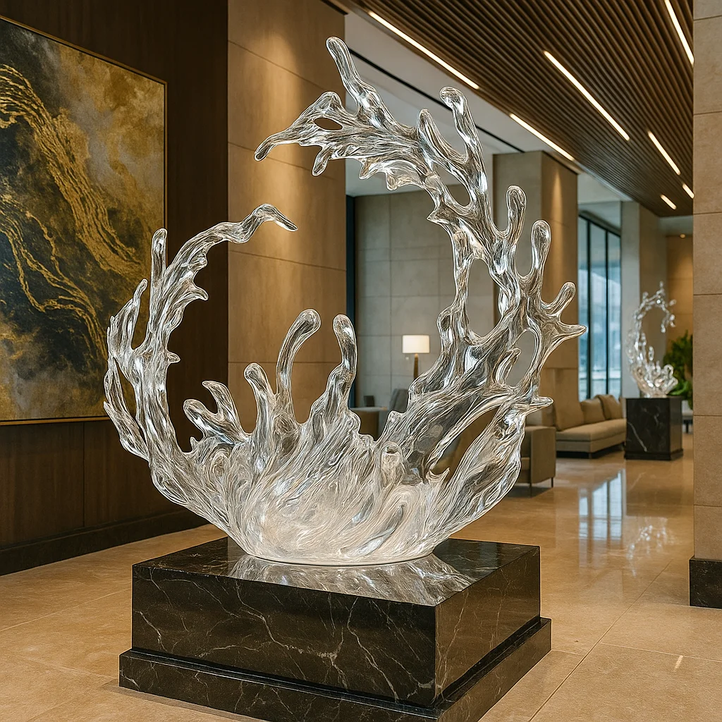 *#Q Crystal Art Sculpture: Modern Abstract Decor for Home & Gallery, Exquisite Transparent Ornament&