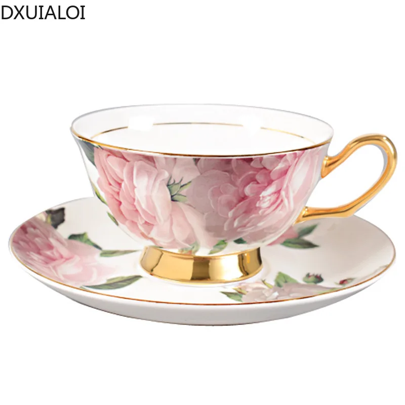 Ceramic European Coffee Cup and Saucer Small Fresh Bone China Ceramic Cup  mug Afternoon Tea Flower Tea Cup 200ML DXUIALOI gift