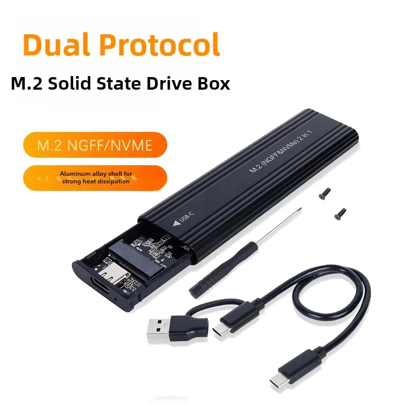 M2 SSD Case NVME M.2 Solid State Drive External Enclosure 2230/2242/2260/2280 M.2 To USBC 10Gbps SSD Aluminum Case for M/M+B Key