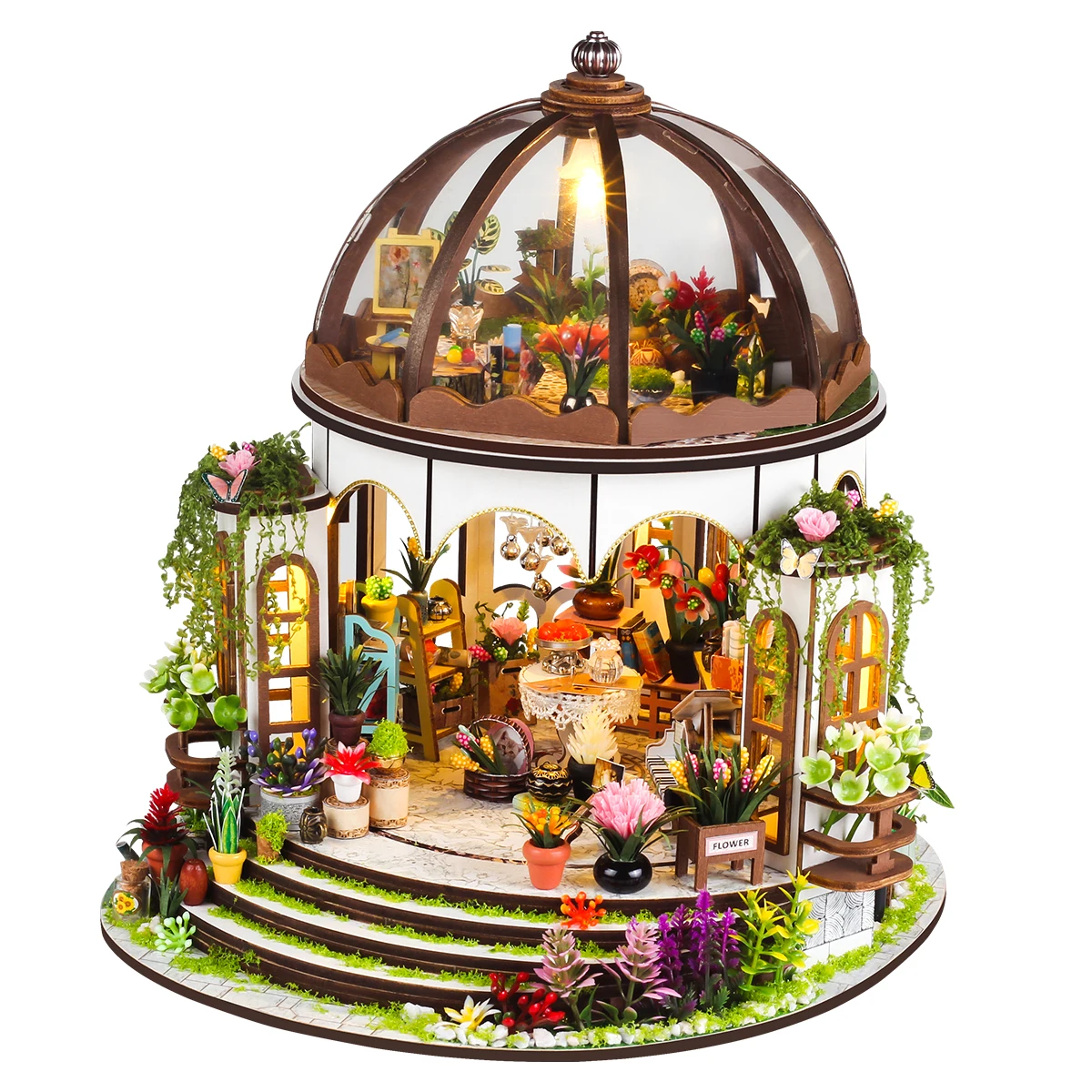 DIY Wooden Miniature Model Kit Hanging Garden Casa Doll Houses 3D Puzzle Dollhouse With Furniture for Friends Christmas Gifts