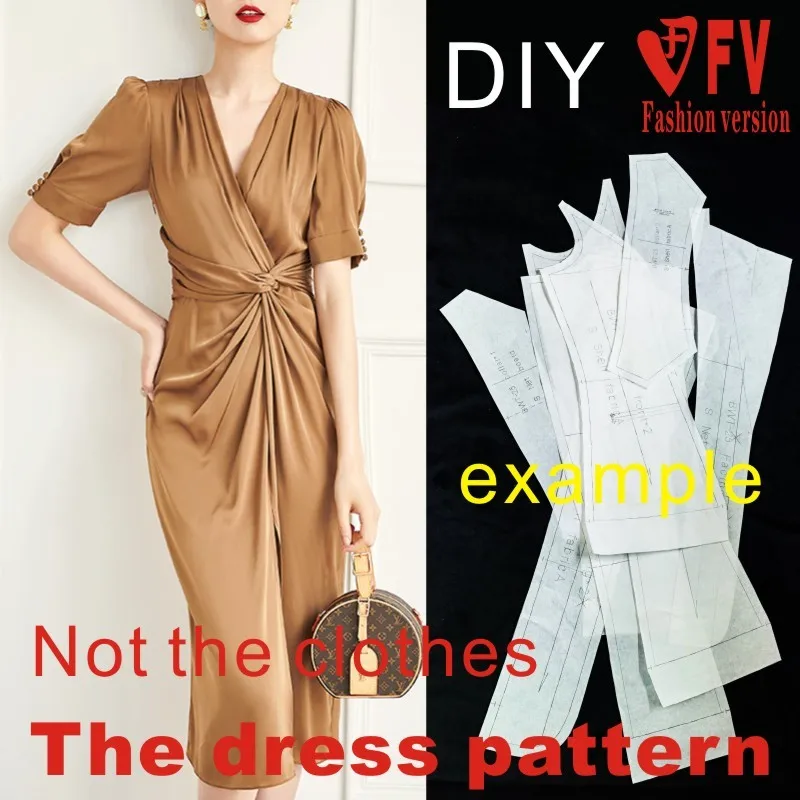 Sewing pattern women's clothing slit silk dress clothing renderings 1:1 physical pattern BLQ-590