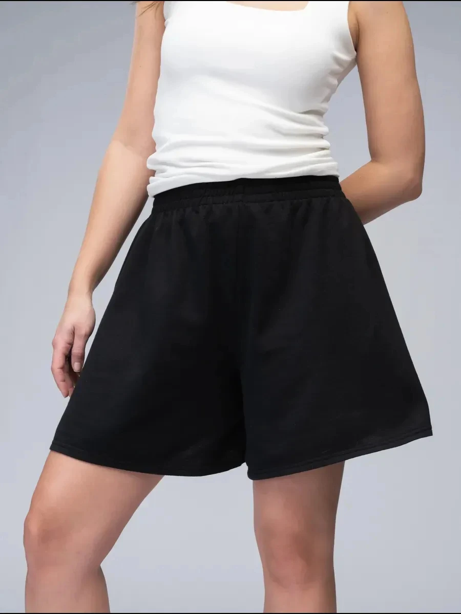 Women'S Casual Solid Color Machine Washable Fabric with Drawstring Pocket Shorts Suitable for Daily Casual Outing