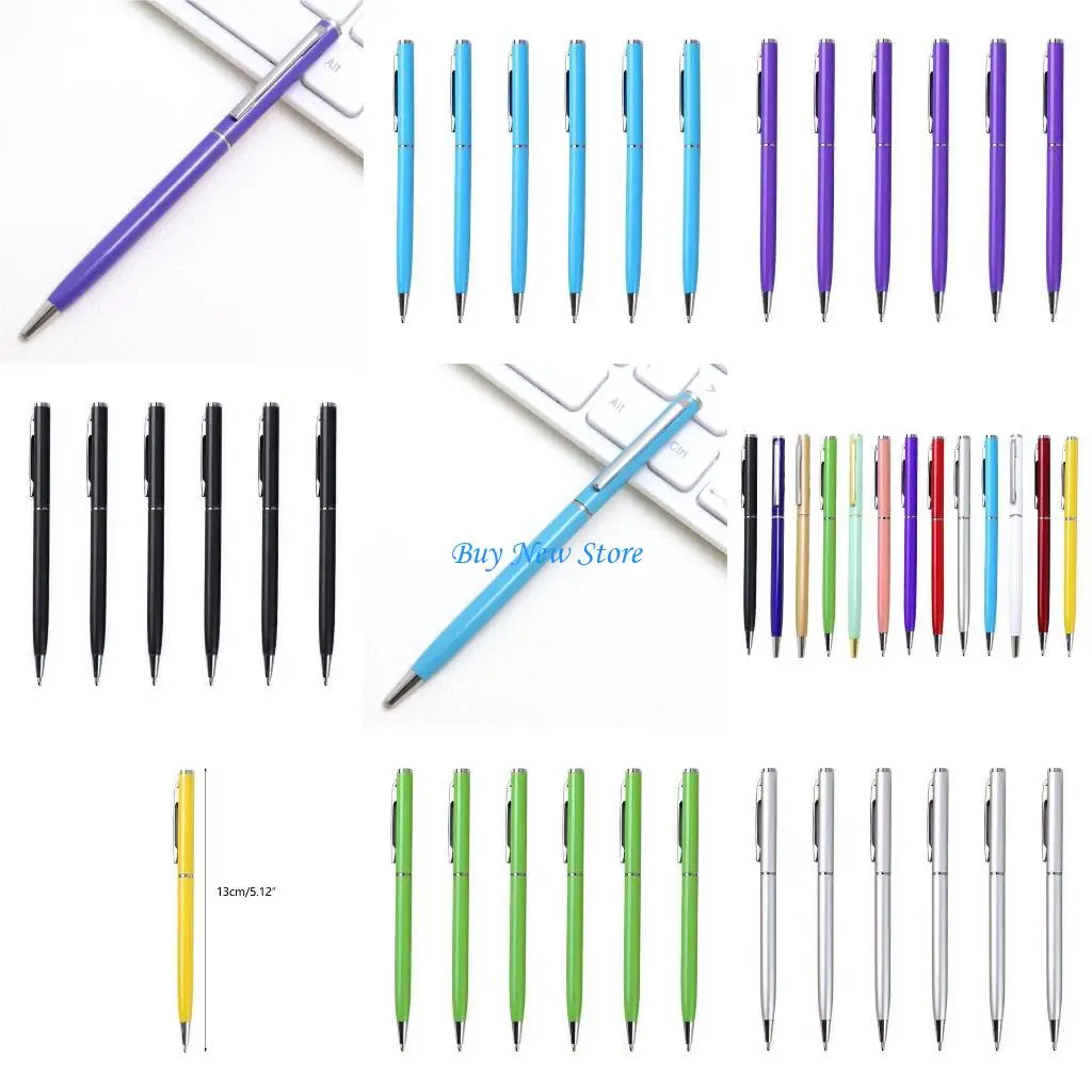 

20CE 6Pieces Metal Ballpoint Pen Office Signing Pen Refillable Write Smoohtly Business Gift Pen