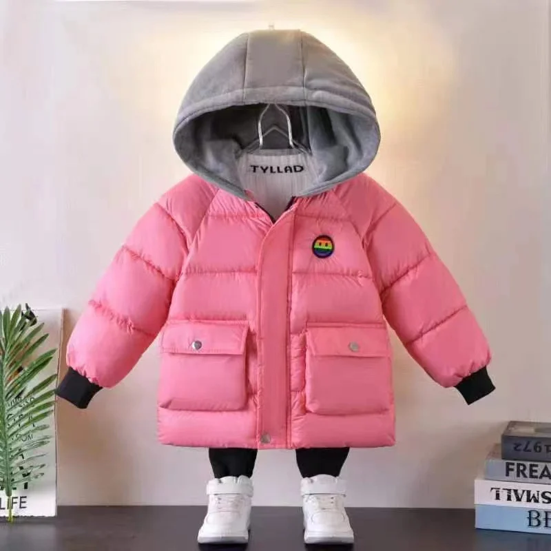 

Boys Coat Jacket Cotton Outerwear Windbreak 2023 Purple Thicken Velvet Winter Warm Teenagers Children's Clothing