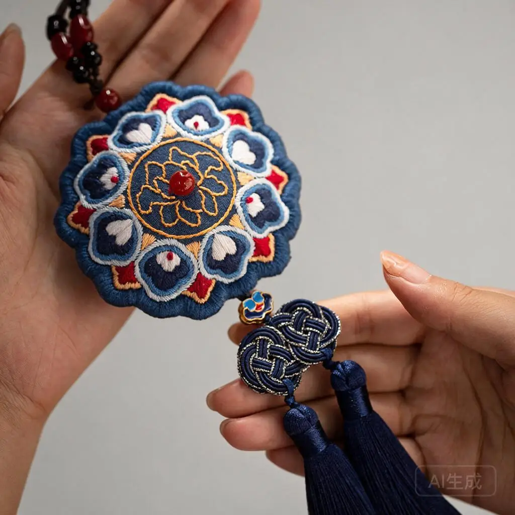 Diy Chinese Traditional Caisson Pattern Embroidery Sachet Or Kit Double Tassel Peace Amulet Car Hanging Pendant Gift For Lovers