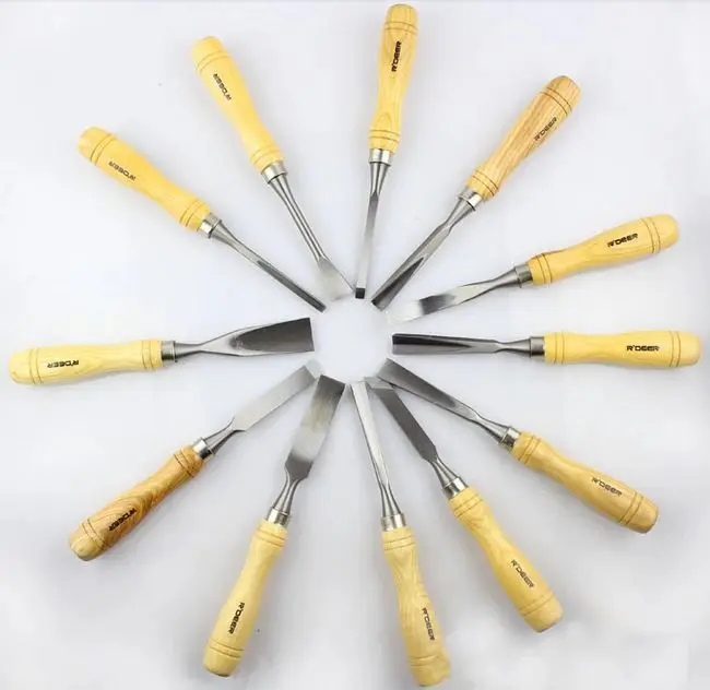 Made In Hongkong High Quality 65#MN 12pcs Sculpture Chisels Set For Wood Flower Carving NO.RT-M112 Freeshipping