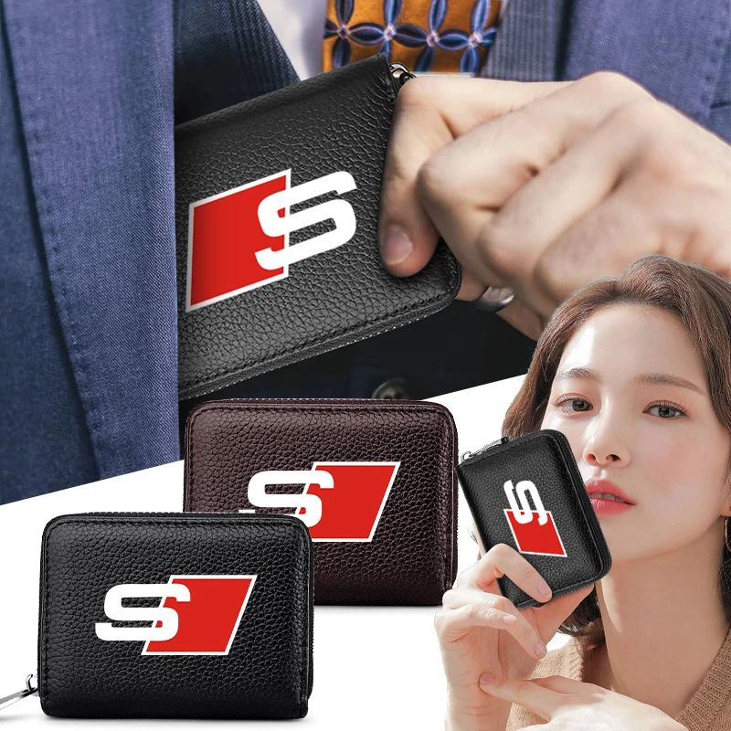 1pc Car Driver License Holder Leather Card Bag ID Credit Card Wallet For Audi Sline A7 A6 A5 A4 A3 A1 A8 TT Q3 Q5 Q7 S3 S4 S5 S8