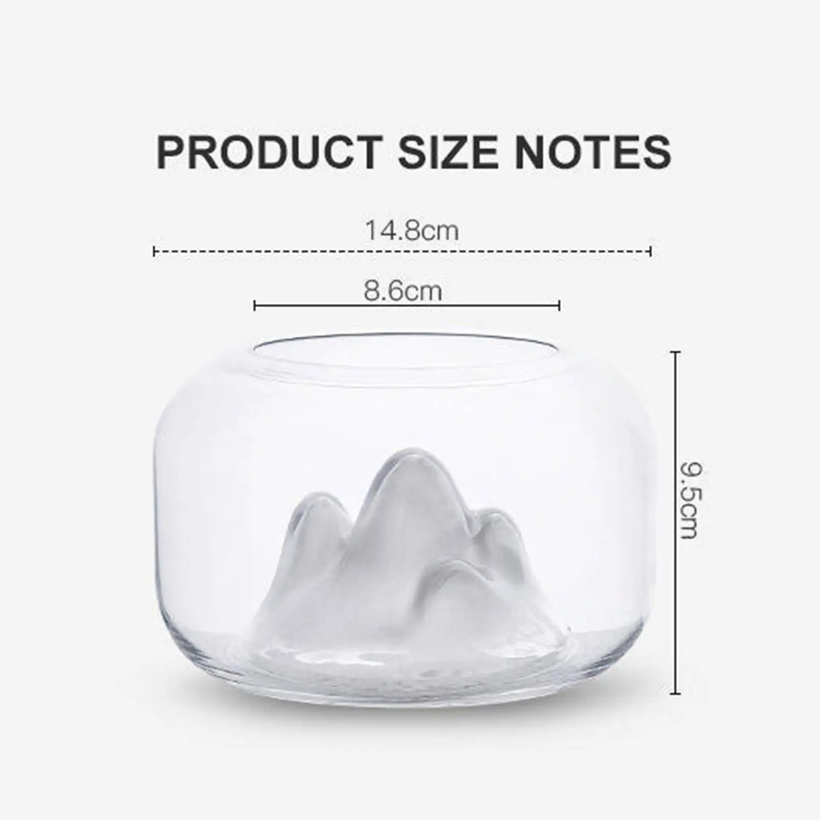 Snow Mountain Fish Bowl Glass Aquarium Tank Adjustable Light Shrimp Goldfish Small Betta for Garden Office Home Bedroom Decor