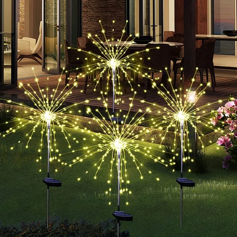 Outdoor Solar Lights Solar Fireworks Lamp Garden Decoration Outdoor Garden 90/120/150 LEDs Lawn Light New Year Christmas Lights