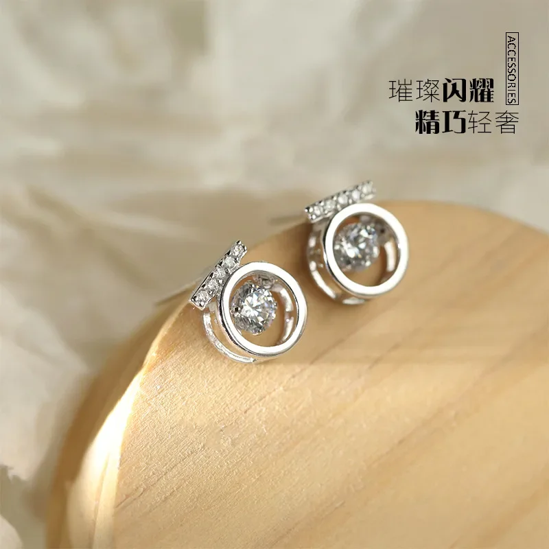 Ohrstecker aus 925er-Sterlingsilber, verhindert Allergien, Kreis, Zirkon, für Damen, Hochzeit, Ohrringe, Schmuckzubehör – Detail 7