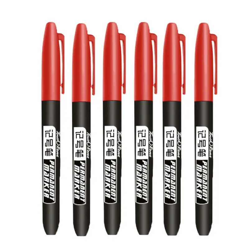 6 PCS Permanent Marker Pen Manga Drawing Markers Black Blue Red Waterproof Ink Sketch Pens Stationery Art School Supplies, image 25