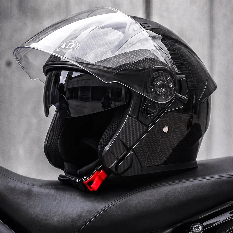 Dual Visors Motorcycle Helmet DOT Certification Open Face Helmet Safety Riding Cotton Lined Comfortable Lining Helmet AD Factory