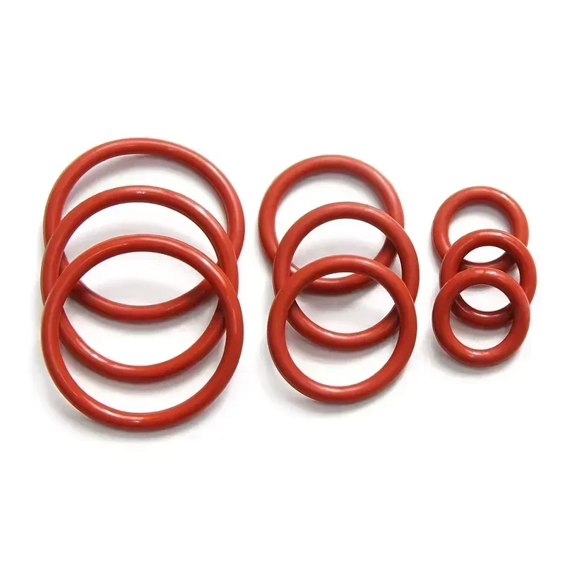 10Pcs Food Grade VMQ O Ring Gasket CS 3mm OD 9 ~ 150mm Waterproof Washer Round O Shape Rubber Silicone Ring Red