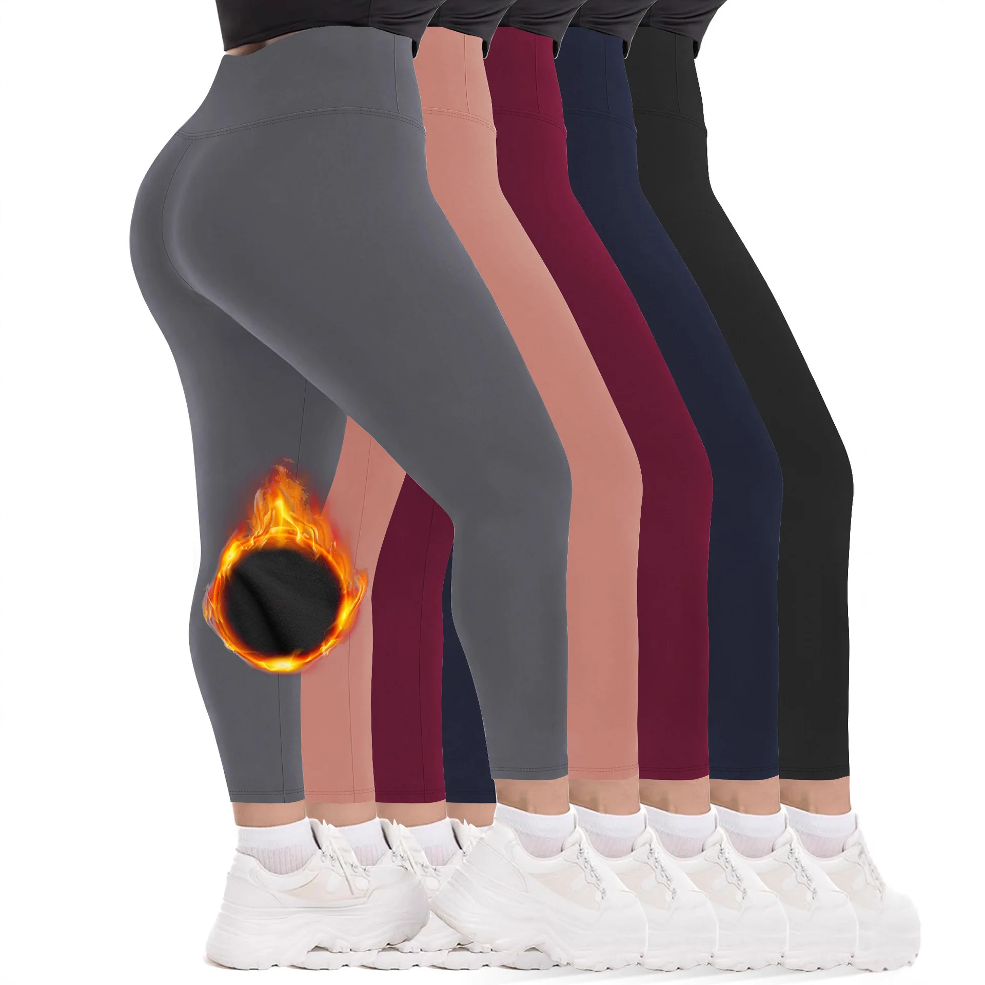 Women Plus Size High Waist Fleece Lined Leggings Butt Lifting Winter Thermal Yoga Workout Pants