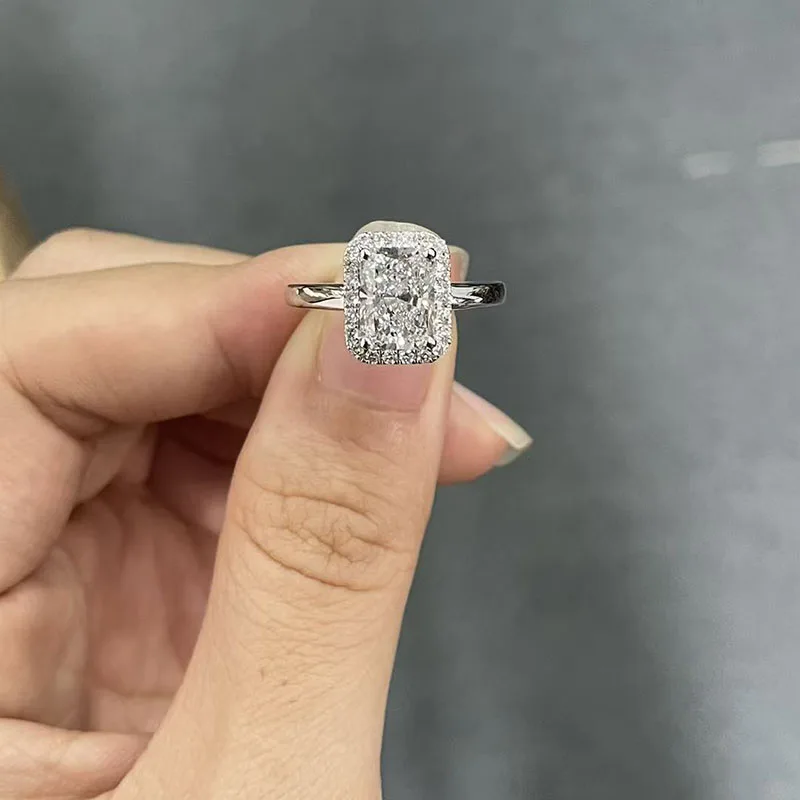IGI Certified 2 Carat Radiant Shape EF VS-VVS Lab Grown Diamond Ring Solid 950 Platinum Bridal Promise Finger Ring