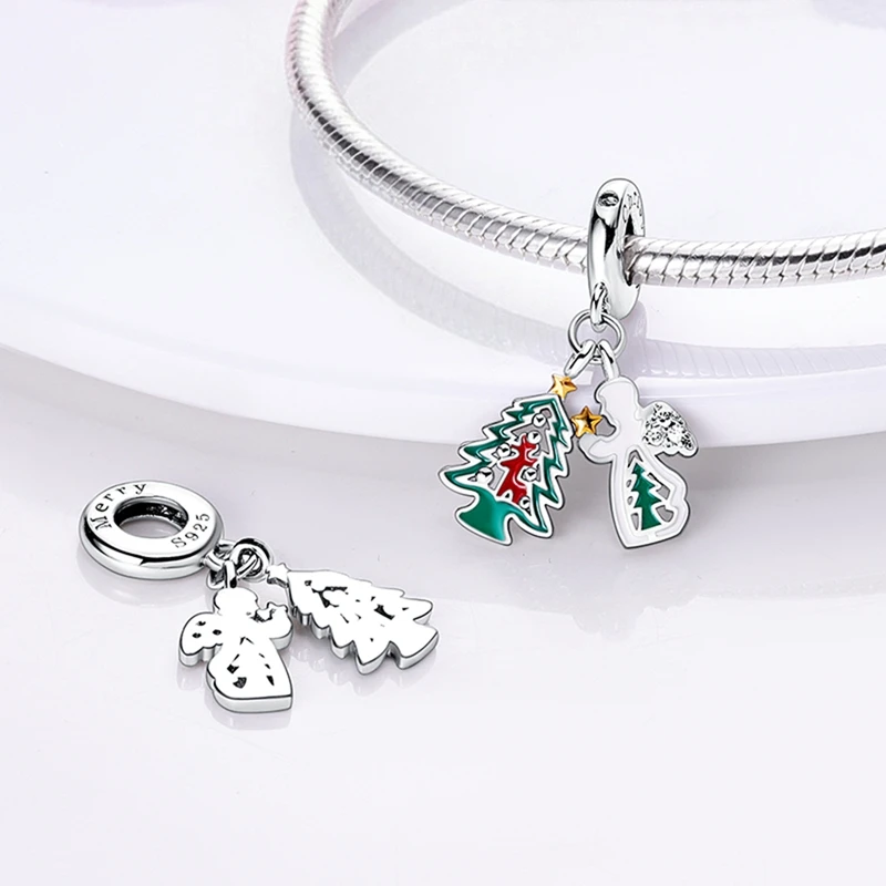 925 Sterling Silber Charm Weihnachtsmann Rentier Schneemann Winter Perlenanhänger Passend für Original Armband Armreif Luxus Schmuck – Detail 3
