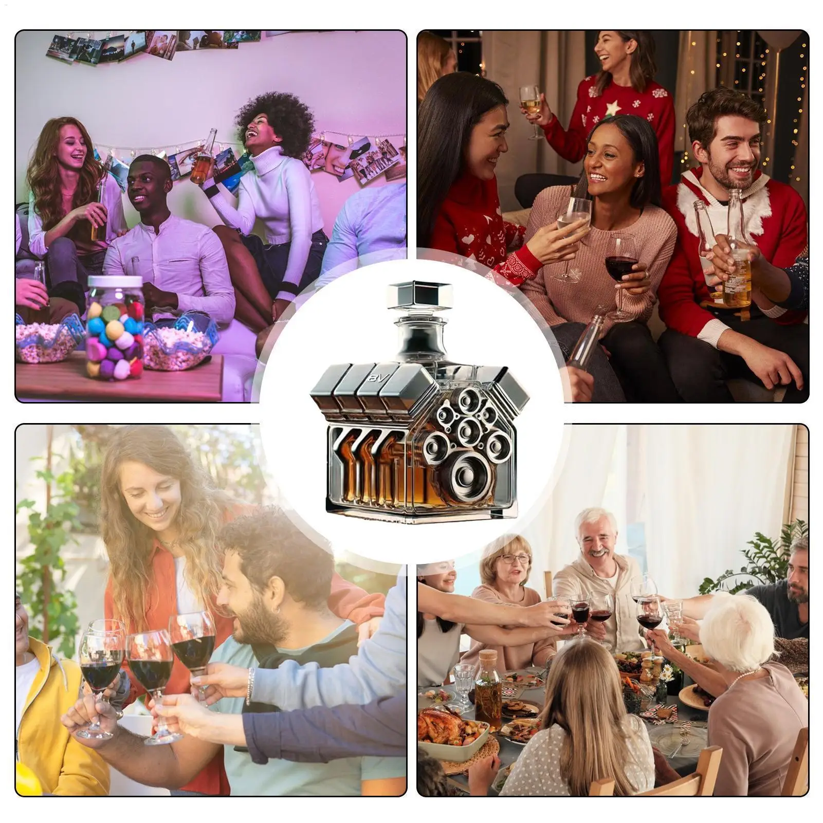 Car Motor Whiskey Decanter v8 Glass Bottle for Whiskey Bourbon Collectible Decoration