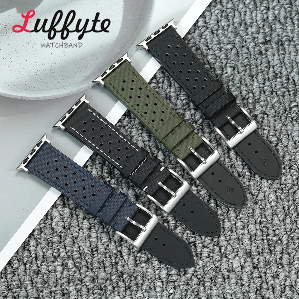 Atmungsaktives Sportarmband für Apple Watch 1–10 Ultra SE 2, Nylon-Armbanduhrarmband für Iwatch 38–49 mm, Uhrenzubehör
