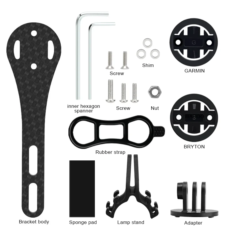 Bike Computer Holder Carbon Fiber Bracket Bicycle Stopwatch Speedometer Mount Holder For Garmin Gopro Bryton Wahoo Light Stand