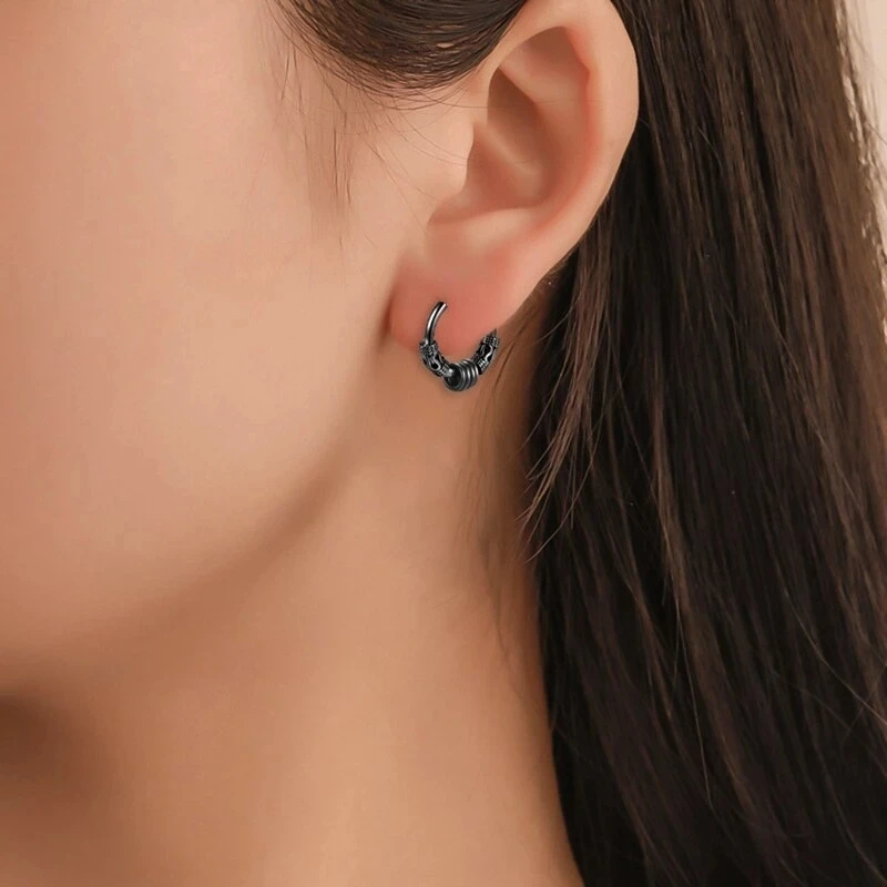 New Pop Punk Dragon Totem Cross Pendant Earrings for Men/Women Stainless Steel Vintage Gothic Cool Party Jewelry