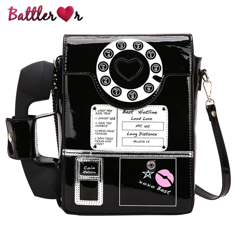 Listen Music Telephone Shape Purses and Handbags for Women Fashion Shoulder Bag Lady Novely Crossbody Bag Phone Top-Handle Totes