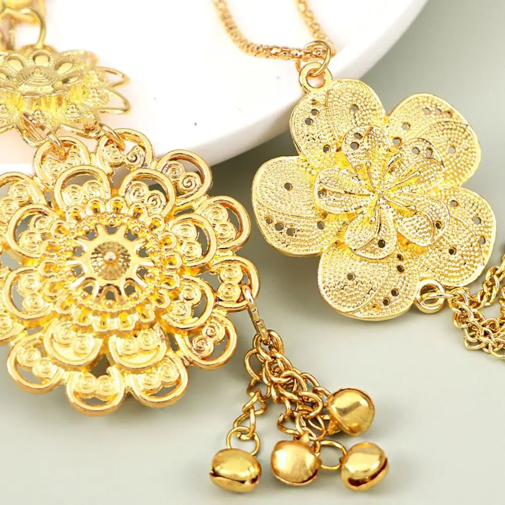 التقليدية المعادن العرقية نمط حزام جرس الفضة الذهب حزام شرابة الجوف خارج زهرة معدنية الخصر سلسلة مهرجان التبعي #5