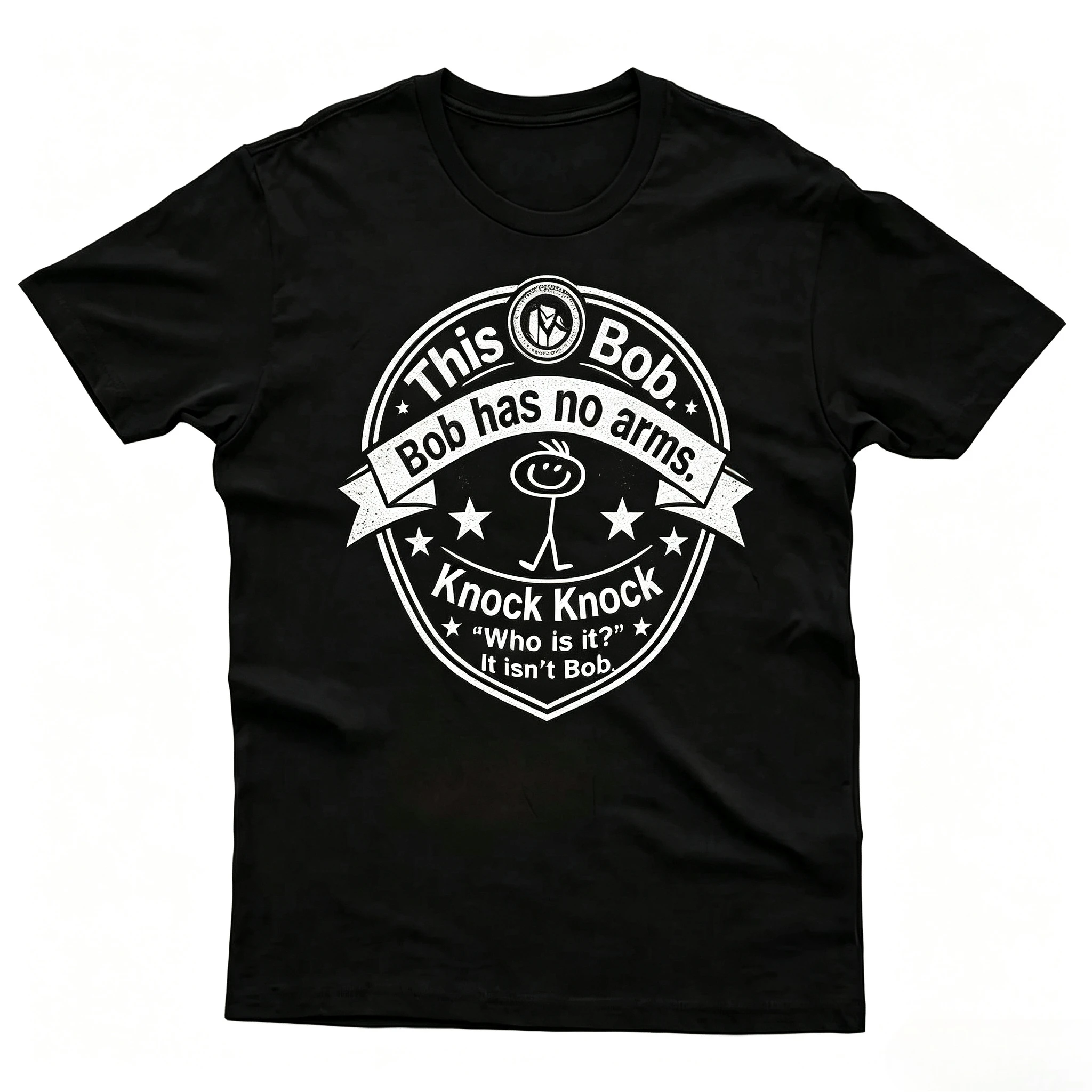 This Is Bob Bob Has No Arms Graphic T‑Shirt Men Funny Joke Badge Print Short Sleeve Cotton Casual Street Tops